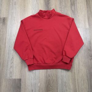 Pangaia Sweatshirt Womens Large Red Mock Neck Pullover Organic Cotton Blend